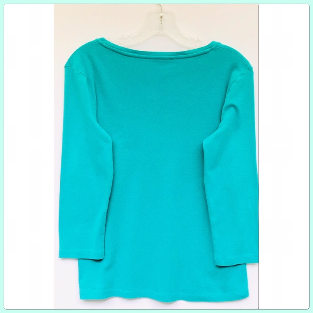 Soft Turquoise Blue 3/4 Sleeve Tee Size M - Picture 5 of 8